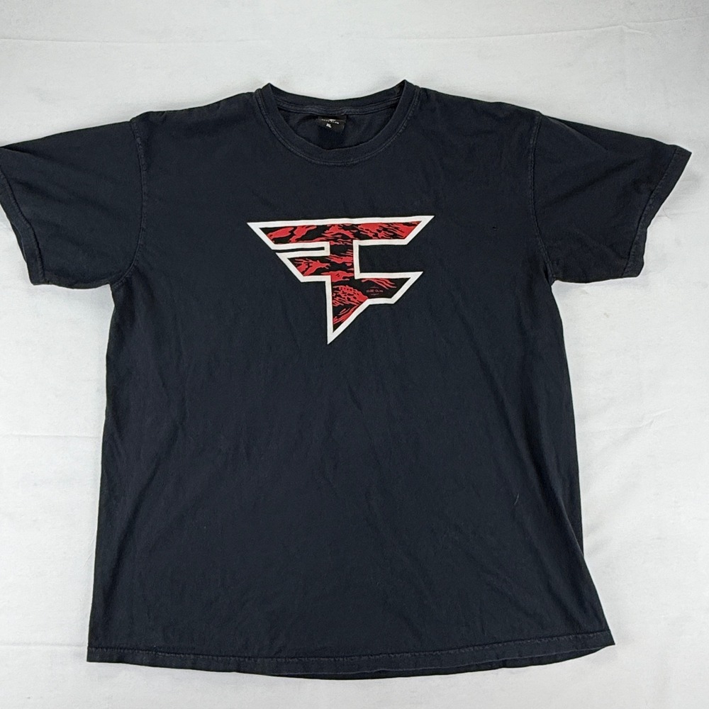 FaZe Clan Mens XL Black Red‎ Tiger Camo Logo Graphic T-Shirt Short Sleeve Tee